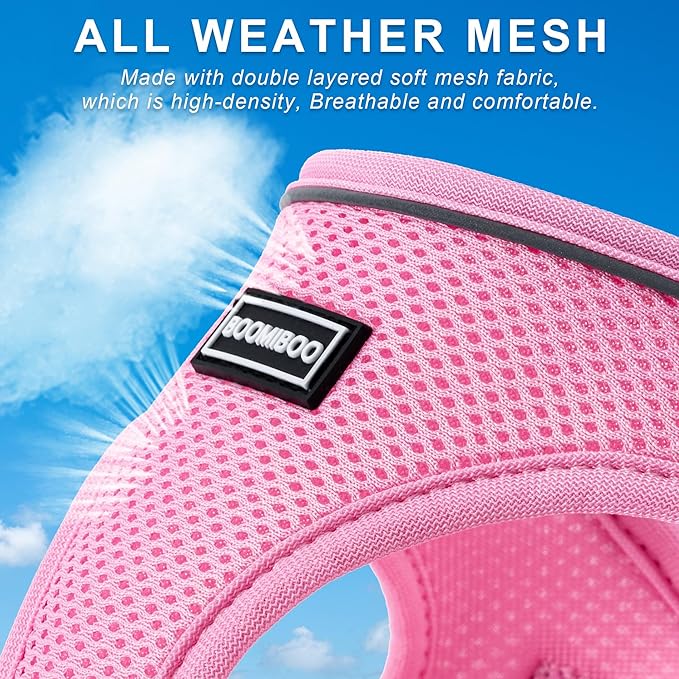 Dog Harness with Leash Set, No Pull Adjustable Reflective Step-in Puppy Pet Vest Harnesses for Small Medium Large Dogs and Cats,Cranberry XXS