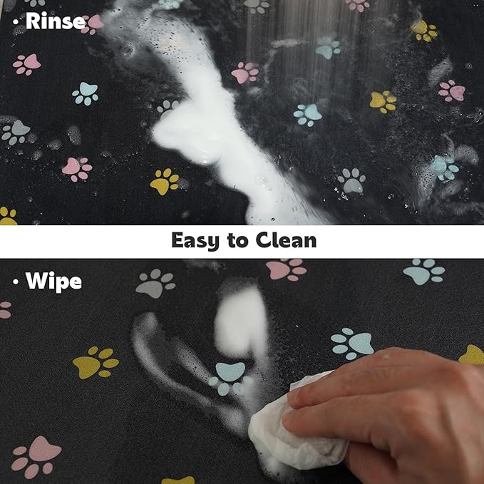 Cat Food Mat Absorbent Dog Mat for Food and Water Non Slip Quick Dry Dog Bowl Mats for Floors 19" X 12" Paw Dark Gray