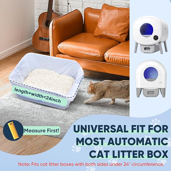 160 Count Cat Litter Box Liners Compatible with Cumrige & Fsitego & Fumoi Self Cleaning Litter Box, Cat Litter Liners for Automatic Litter Box, Heavy Duty Waste Bags with Drawstrings, 25.98" x 11.81"