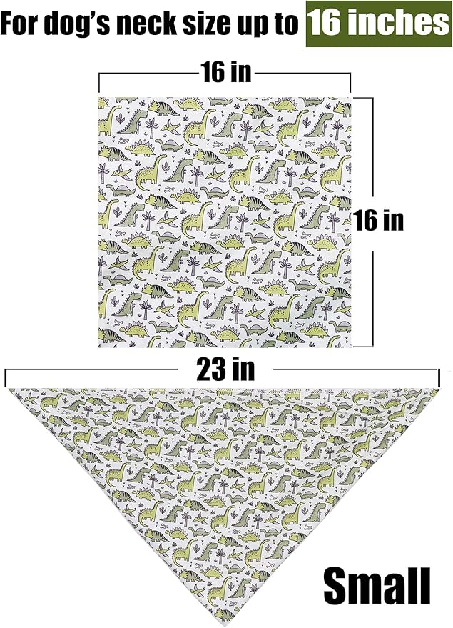 ARING PET Dinosaur Dog Bandanas, Summer Kerchief Triangle Bibs Scarf for Puppy Small Medium Large Boy Girl Dogs Cats-S