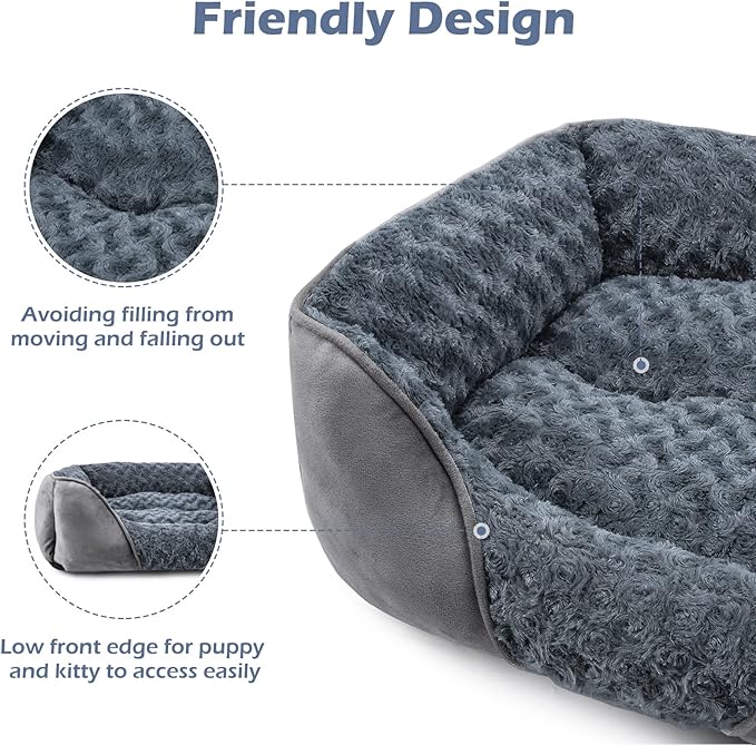 INVENHO Dog Bed Medium Size Dog, Orthopedic Warming Soft Calming Sleeping Puppy Bed Durable Pet Bed with Anti-Slip Bottom (Pack of 2)