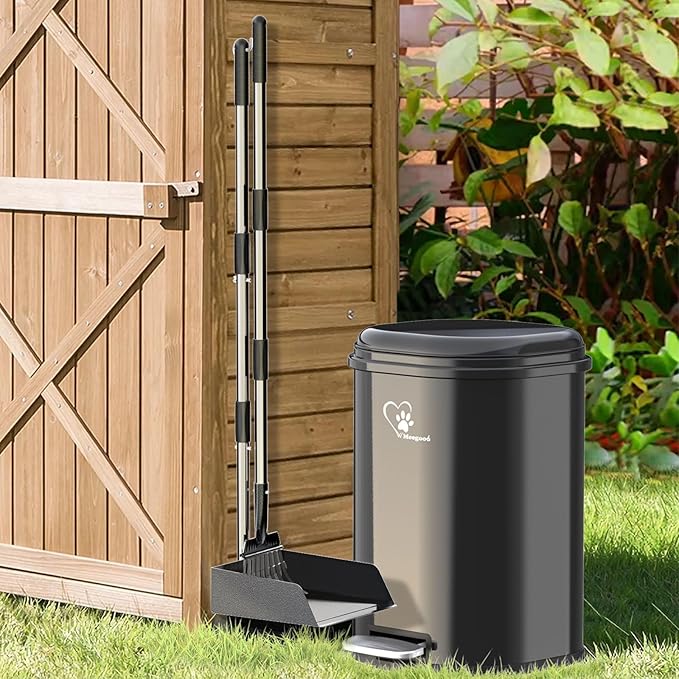 Dog Poop Trash Can Outsides, 18L/4.76 Gal Portable Waste Bin with Lid and Removable Inner Odor Control for Indoor Outdoor Dog Waste Station for Bathroom &Kitchen -45 Waste Bags