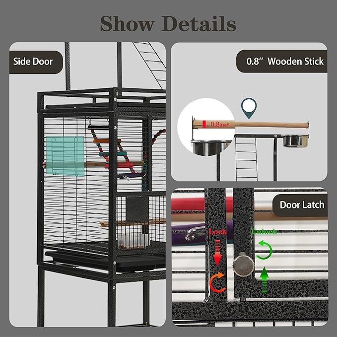51" Small Bird Cage with Stand,Parakeet Cage, Parrot cage with Parakeet Toys, Bird Cage Accessories,Birdcage Covers for Lovebirds Cockatiel Conure Finch Canary Budgie