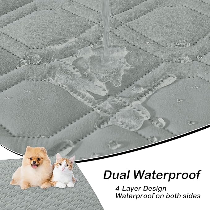 hyha Waterproof Dog Bed Blanket, Soft Pet Blankets, Waterproof Couch Cover for Dogs, Reversible Sofa Covers Washable for Furniture (40x70 Inch, Grey/Beige)