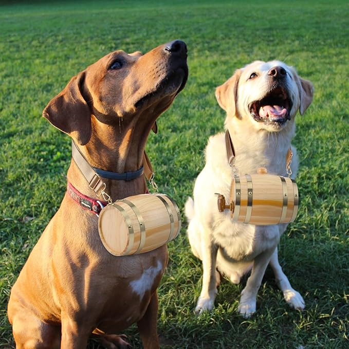 3 Pcs St Bernard Rescue Barrel Collar Set Include 1/2 Liter Saint Bernard Barrel Collar, Adjustable Hoops and Dog Stickers for Pet Medium and Large Dogs