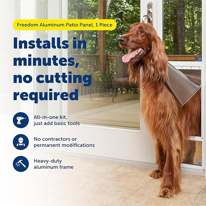PetSafe Sliding Glass Pet Door - No-Cut DIY Install Doggy Door for Renters - Aluminum Frame - Adjustable Height 91 7/16" to 96" - Ideal for Large Dogs Up to 130 lb - White