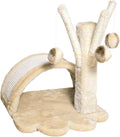 TRIXIE Tavira 15.4-in Cat Tree for Kittens, Sisal Cat Scratcher, Soft Plush-Cover Surfaces, 3 Dangling Cat Toys, Beige