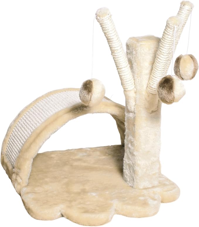 TRIXIE Tavira 15.4-in Cat Tree for Kittens, Sisal Cat Scratcher, Soft Plush-Cover Surfaces, 3 Dangling Cat Toys, Beige