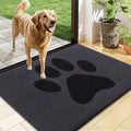 Buganda Dog Door Mat for Muddy Paws, Absorbent Dirt Trapper Non Slip Indoor Doormats, Washable Low-Profile Mat for Mud Dogs, Entryway Carpet for Inside Floor (48x30 Inches, Black)