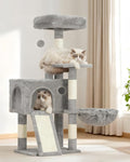 Cat Tree, 41.3" Cat Tower for Indoor Kittens with Scratching Board and Posts, Multi-Level Cozy Cat Condo with 2 Perches, Hammock, Balls, Light Gray GCT005SW