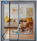Magnetic Screen Door Left Right Side Opening Upgraded PET Mesh Greater Than Fiberglass and Polyester,Keep Bugs Out,Pet & Kid Friendly,Suitable for Sliding Doors,Patio French Doors-60" X 96"