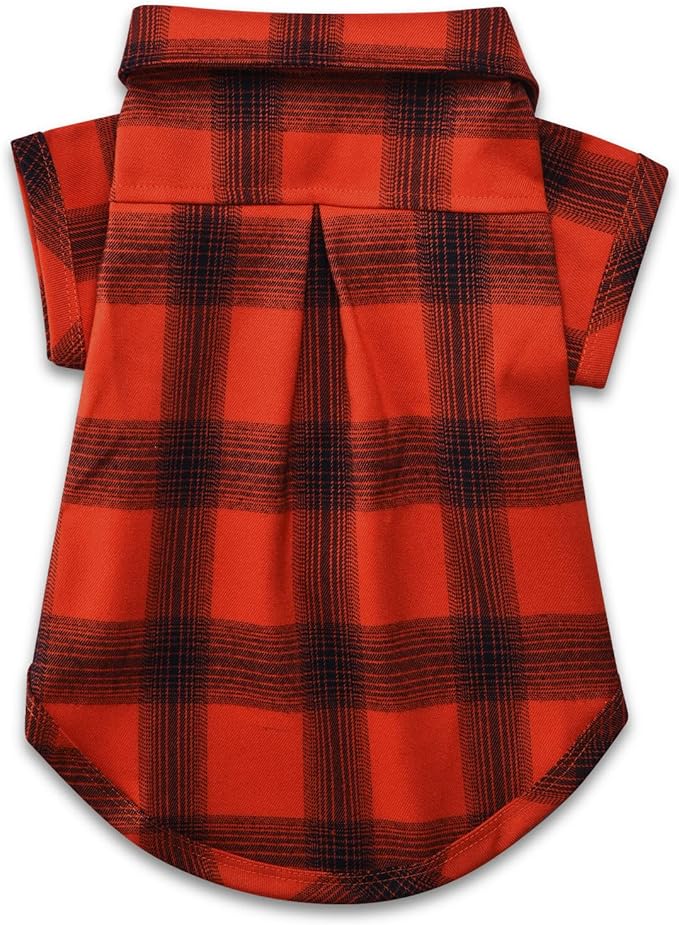 Koneseve Dog Shirt Plaid Dog Clothes for Small Dogs Boy Girl Cat Clothes Soft Puppy Outfit Adorable Pet T-Shirts Kitten Grid Costume Apparel Thanksgiving Christmas Clothing (Red#1; XL/Extra Large)