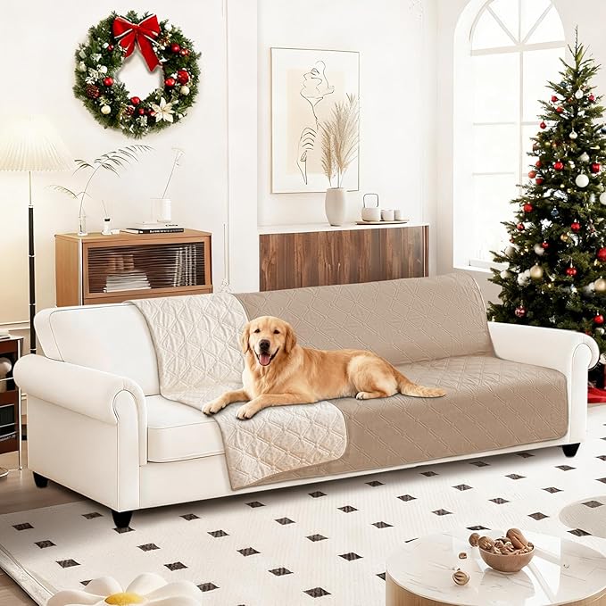 Waterproof Dog Bed Cover, Non-Slip Dog Blanket for Couch, Couch Covers for Dogs Washable, Pet Blanket for Furniture, Pet Bed Mat for Sofa, Car, Pet Supplies (68x82 Inch, Khaki)