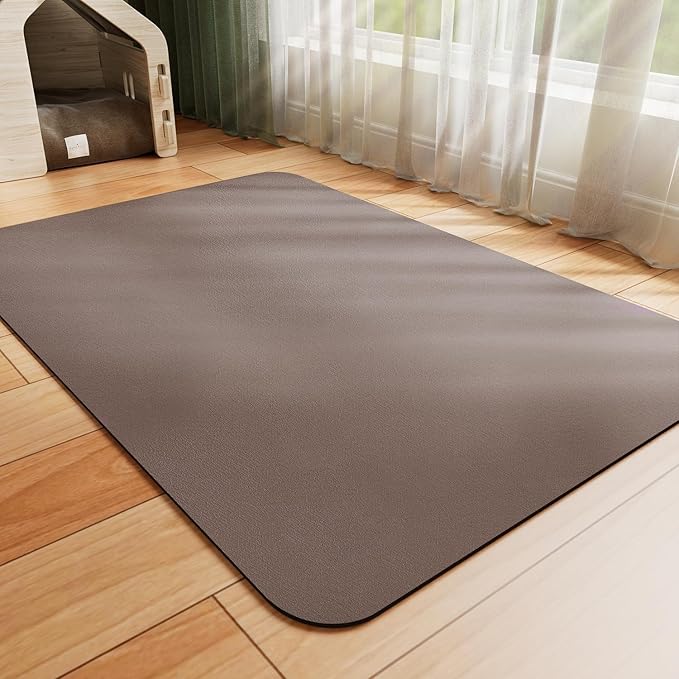 Dog Food Mat - Absorbent Cat Mat for Food and Water, No Stains Pet Feeding Bowl Mat, Easy to Clean Pet Placemats, Quick Dry Dog Water Dispenser Mat for Messy Drinkers | Brown 18"x34"