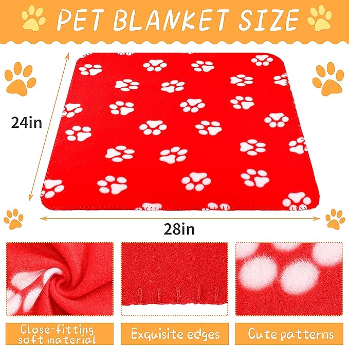 Tatuo 12 Pieces Black Dog Blankets for Small Dogs Puppy Fleece Blanket Bulk Warm Felt Throw Spring Cute Paw Print Puppy Kitten Sleep Mat Pad Soft(Multiple Style)