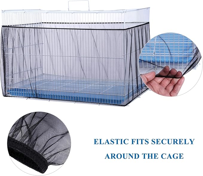 Mogoko Universal Bird Cage Seed Catcher,Seed Catcher Guard Net Cover,Parrot Nylon Mesh Net Cover,Soft Airy Cage Net Stretchy Skirt for Round Square Cages