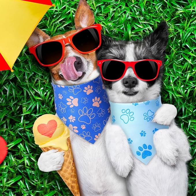 50 Pcs Blue Paw Print Dog Bandanas Bulk Animal Footprint Bandanas for Dogs Triangle Kerchief Bib Scarf Set for Pet Winter Costume Photo Props Daily Accessories Pet Shops (31.5 x 21.7 x 21.7)