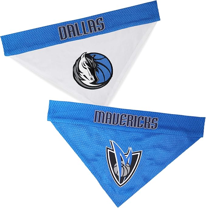 Pets First NBA Dog Bandana - Dallas Mavericks Reversible Pet Bandana. 2 Sided Home & Away Sports Bandana with a PREMIUM Embroidery TEAM Logo, Small/Medium