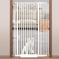 71“ Extra Tall Cat Gate for Doorway: 37.4-41.3” Wide Pet Gate, Auto Close/One Handed Open, 1.34” Extra Small Gap, No Drill Pressure Mount Tall Cat Gate for Interior Stairs/Kitchens/Hallways (White)