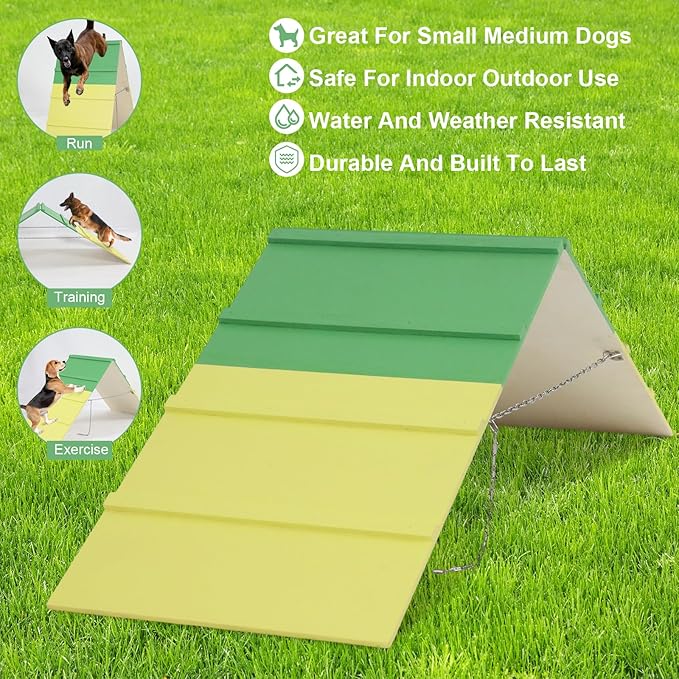 Dogs Agility A-Frame 74.8 x 18.9 Inch Dog Agility Equipment A-Frame Agility Training Equipment Dog Non-Slip Agility Course Equipment for Dogs Jumping Outdoor Dog Pet Ramp Climbing Playground
