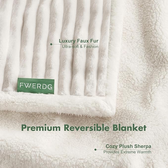 Waterproof Twin Blanket for Bed - Washable Large Dog Blankets for Bed Protector, Thick Cozy Fleece Calming Pet Blankets for Indoors & Outdoors, Cream, 60"x80"