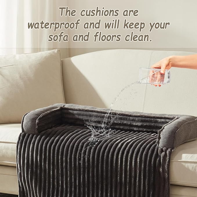 WINDRACING Luxury Dog Couch Bed, Washable Calming Dog Couch Cover, Couch Protector for Dogs, Waterproof Sofa Bed, Pet Bed Mats for Couch, Pet Couch Covers for Sofa Grey (Large 41x37x5inch) ﻿