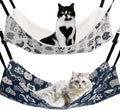 Cat Hammock for Cage Hanging Reversible 2Pack,Pet Hammock Bed Adjustable,Soft Sleeping Hammock for Cats,Ferret,Puppy,Rabbits,Small Animals (L, CAT)