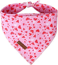 Valentine Dog Bandana - Pink Heart Triangle Bib Scarf for Small Medium Pets, Cotton Kerchief for Girl Boy Dogs or Cats, Red Puppy Bandana