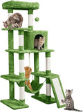 Yaheetech Cat Tree Cat Tower, 63in Multi-Level Cat Tree for Indoor Cats w/Sisal-Covered Scratching Posts & Condo, Cat Furniture Activity Center for Cats Kitten, Green