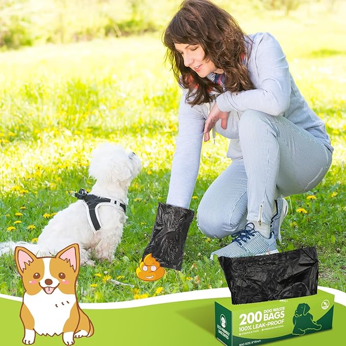 Sherr 15 Boxed Rolls 3000 Counts Dog Poop Bags Bulk Leak Proof Dog Waste Bags Doggy Poop Bags Pet Waste Bags for Puppy Pets Outdoor Walking and Travel, 10 Rolls of 200, Black