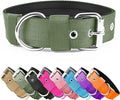 Heavy Duty Tactical Dog Collar - 1.5" Width Military Durable Thick Nylon with Adjustable Metal D Ring & Buckle Working Training K9 Collar for Medium Large Dogs (S(14"-17"), Army Green)