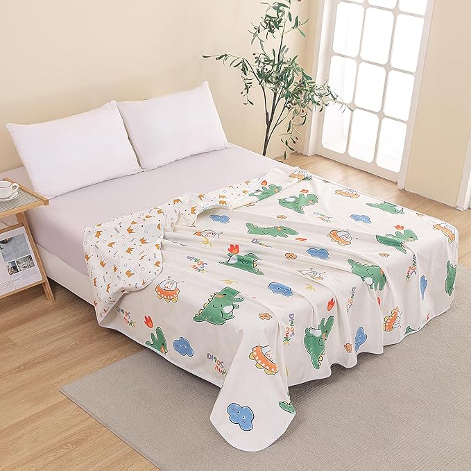WenBags Waterproof Dog Bed Cover 70 * 78 Inches Throw Size,Pet Hair Resistant Reversible Couch Cover Mattress Protector,Leakproof Bed Liner/Sheet/Blanket for Adults Elderly Pets,Cute Dinosaurs