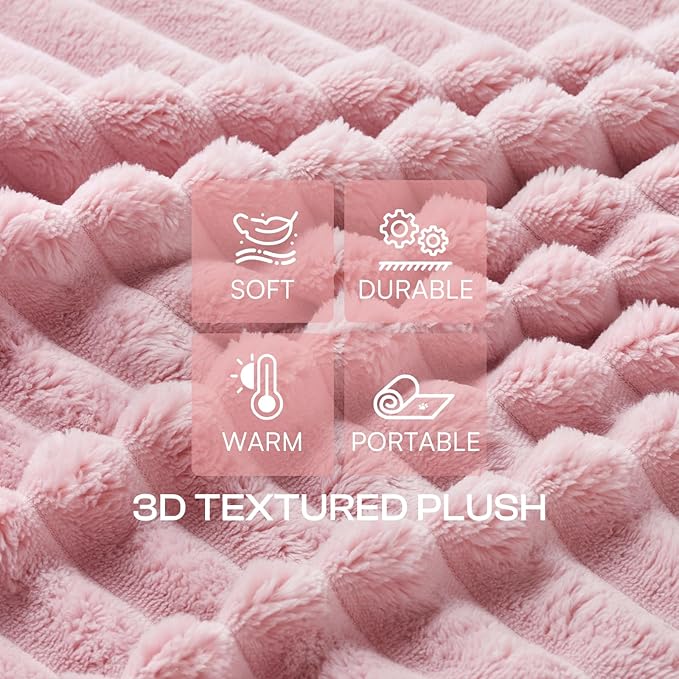 LINENLUX 1 Pack 3 Soft Dog Blanket Washable Warm Fleece Cat Blankets for Pet Puppy Fluffy Calming Flannel Beige/Pink/Grey Medium