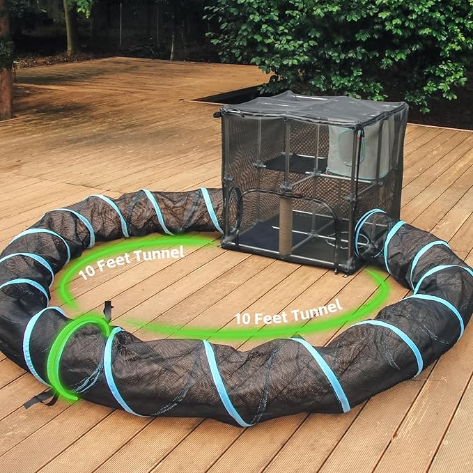 INTURN Cat Furniture Tent for Indoor and Outdoor Playpen Portable Cat Tunnels, Outdoor Kennel (10ft Tunnel)