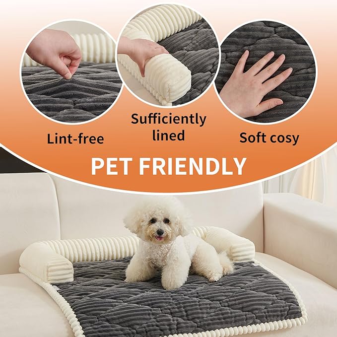 HAOMAIJIA Dog Couch Bed for Medium Dogs, Non Slip Pet Couch Covers for Sofa Thick Soft Washable Dog Couch Cover Protector All Seasons Universal Dogs and Cats Bed Mat (Grey, Medium)