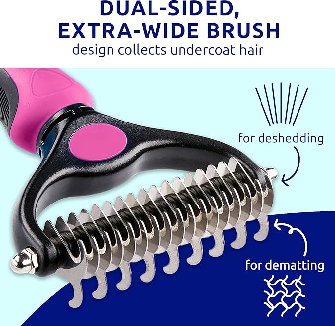 Pat Your Pet Deshedding Dog Brush For Shedding – Cat Brushes For Indoor Cats, Double-Sided Cat Brush Deshedding & Grooming Tool For Long Haired And Short Haired Dogs, Skin-Friendly