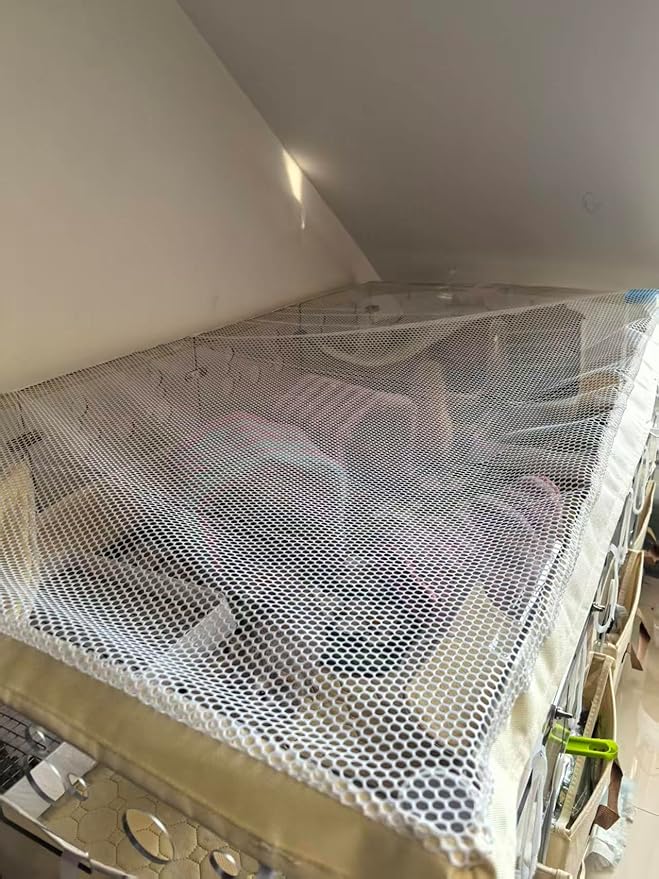 48x24 Cage Cover, Ventilated Mesh Top for C&C Midwest Guinea Pig Cage, Breathable & Escape-Proof Small Animal Enclosure Lid with Secure Clips for Rabbits, Chinchillas（Not Include cage）
