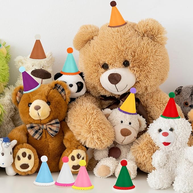 Hxezoc 10 Pcs Mini Birthday Party Hats Multicolor Lovely Crimping Cone Hats for Animals Stuffed Pets Birthday Holiday Accessories Decoration Supplies