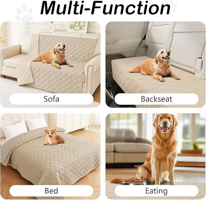 hyha Waterproof Dog Bed Blanket, Soft Pet Blankets, Waterproof Couch Cover for Dogs, Reversible Sofa Covers Washable for Furniture (40x70 Inch, Taupe/Taupe)