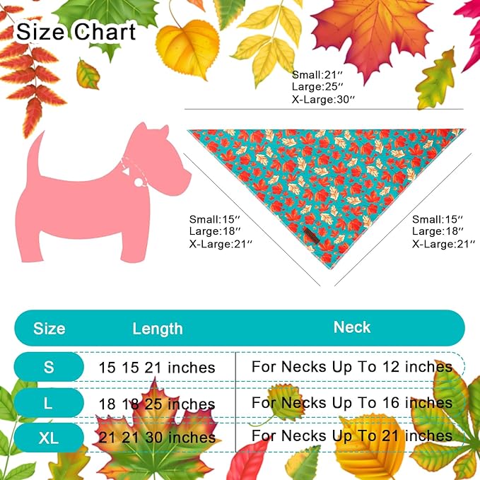 Fall Dog Bandana – Green Maple Leaf Triangle Scarf for Small Medium Large Dogs, Soft Cotton Pet Bib for Autumn Thanksgiving, Adjustable Dog Kerchief for Seasonal Outings