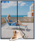 Upgraded PET Mesh Magnetic Screen Door Stronger Than Fiberglass and Polyester,Hands Free,Keep Bugs Out,Pet & Kid Friendly,Suitable for Sliding Doors,Patio and French Doors-80" X 96"