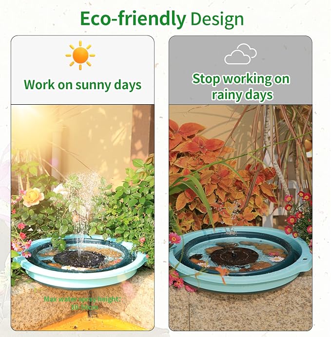 AMZtime 1.4W Solar Bird Bath Fountain with 4 Fixed Rods, Solar Fountain Pump with Upgraded Solar Panels, Solar Powered Floating Water Fountain Pump for Bird Bath, Ponds, Garden, Fish Tank and Outdoor