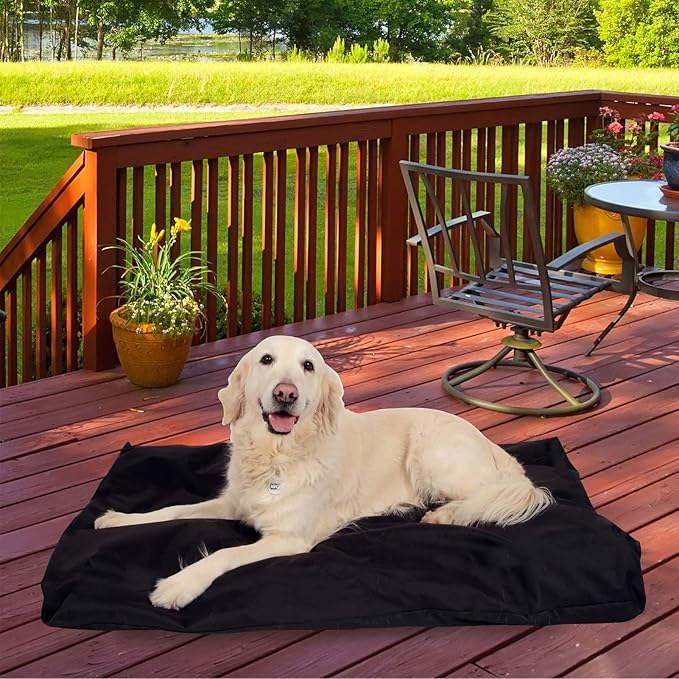 Dog Bed Cover Replacement Washable. 53 L x 42 W x 5 H inches Washable Removable Orthopedic, Cooling Gel and Memory Foam Pet Bed Protector, Cover only (Black)