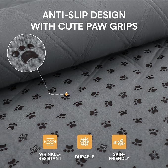 Luciphia 100% Waterproof Couch Cover Blanket for Dogs Anti-Slip Pet Couch Protector Sofa Mat Puppy Cat Blanket with Non-Slip Bottom, Grey, 82x102 Inch