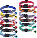 12 Pcs Reflective Breakaway Cat Collars with Bells Adjustable Buckle Kitten Collars Soft Nylon Identification Collares Gifts for Puppy Kittens Pet Supplies Accessories