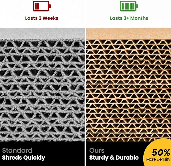 Cat Scratcher, Durable Scratch Pad, Corrugated Cardboard Scratching Board for Indoor Cats, Heavy Duty, Double-Sided Usability, Recyclable, with Catnip, Medium, 2 Packs