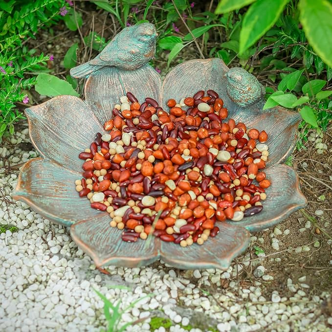 MUMTOP Bird Baths for Outdoors, Antique Outdoor Garden Bird Bath Resin Birdbath Bowl with Vintage Bird Ornament for Outside Yard Table Decor