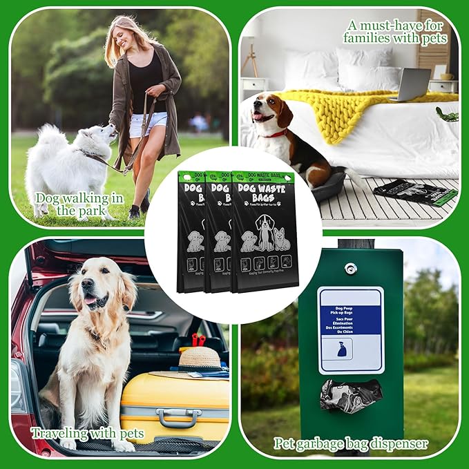 Ireer 20 Count 2000 Pcs Header Bag Bulk Cute Dog Pet Waste Bags Bulk Poop Leakproof Easy Single Pull for Poop Dog Waste Station Fit Hang Hole Dispenser Pet Home Outdoor
