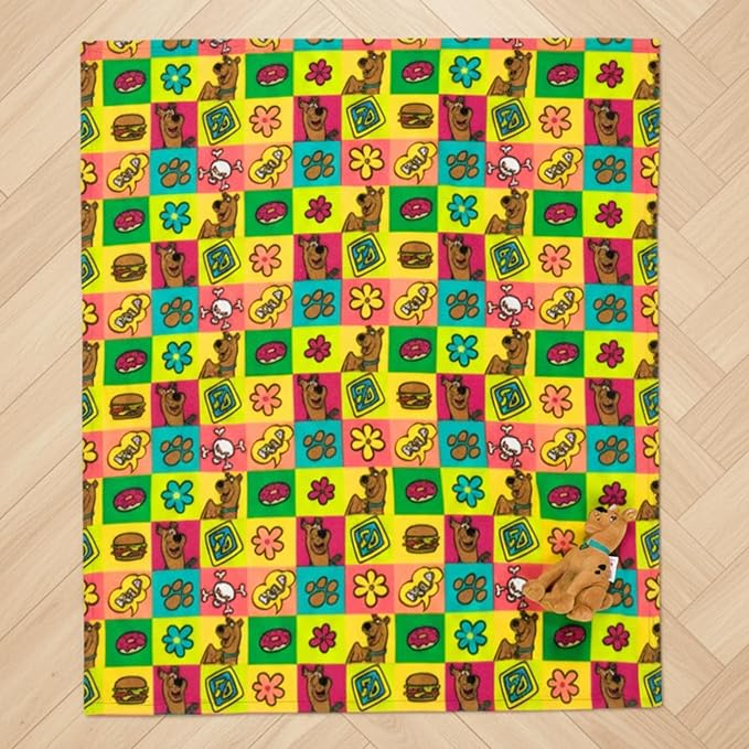 Scooby-Doo Pet Throw & Pet Toy Pillow Set - 40in x 50in Super Soft Cozy Throw Blanket for Dogs & Cats - Couch/Bed/Car, (Officially Licensed Product) by Franco Pet