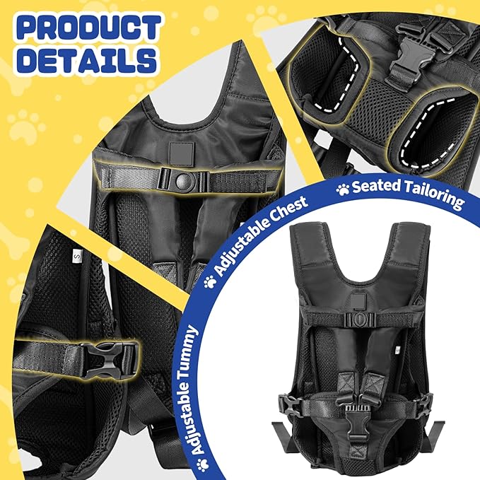 Dog Backpack Carrier, Legs-Out Front Carrier for Small Medium Dogs, Adjustable Breathable Front Carrier for Hiking, Cycling, Travel